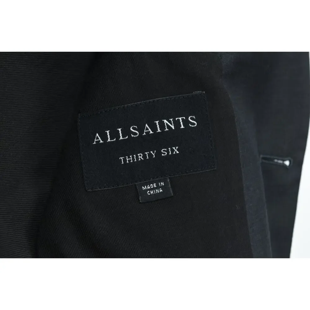 ALLSAINTS Karlsen Blazer Mens 36S Gray Two-Button 100% Wool Slim Fit